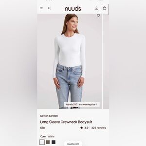 Nuuds Core White Long Sleeve Bodysuit